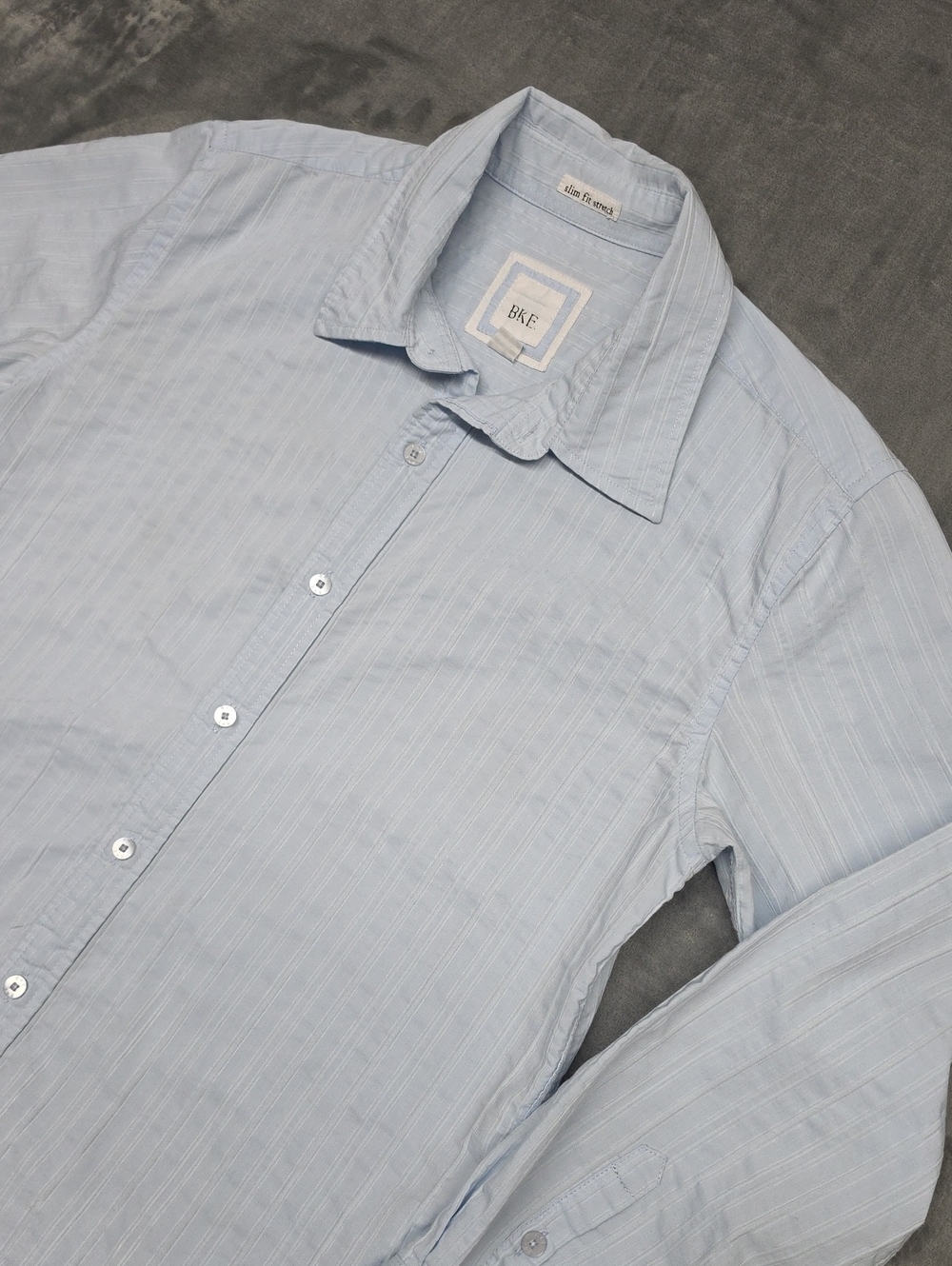 BKE Pale Blue Striped Men's Button-Down Slim Fit Shirt Sz LG
